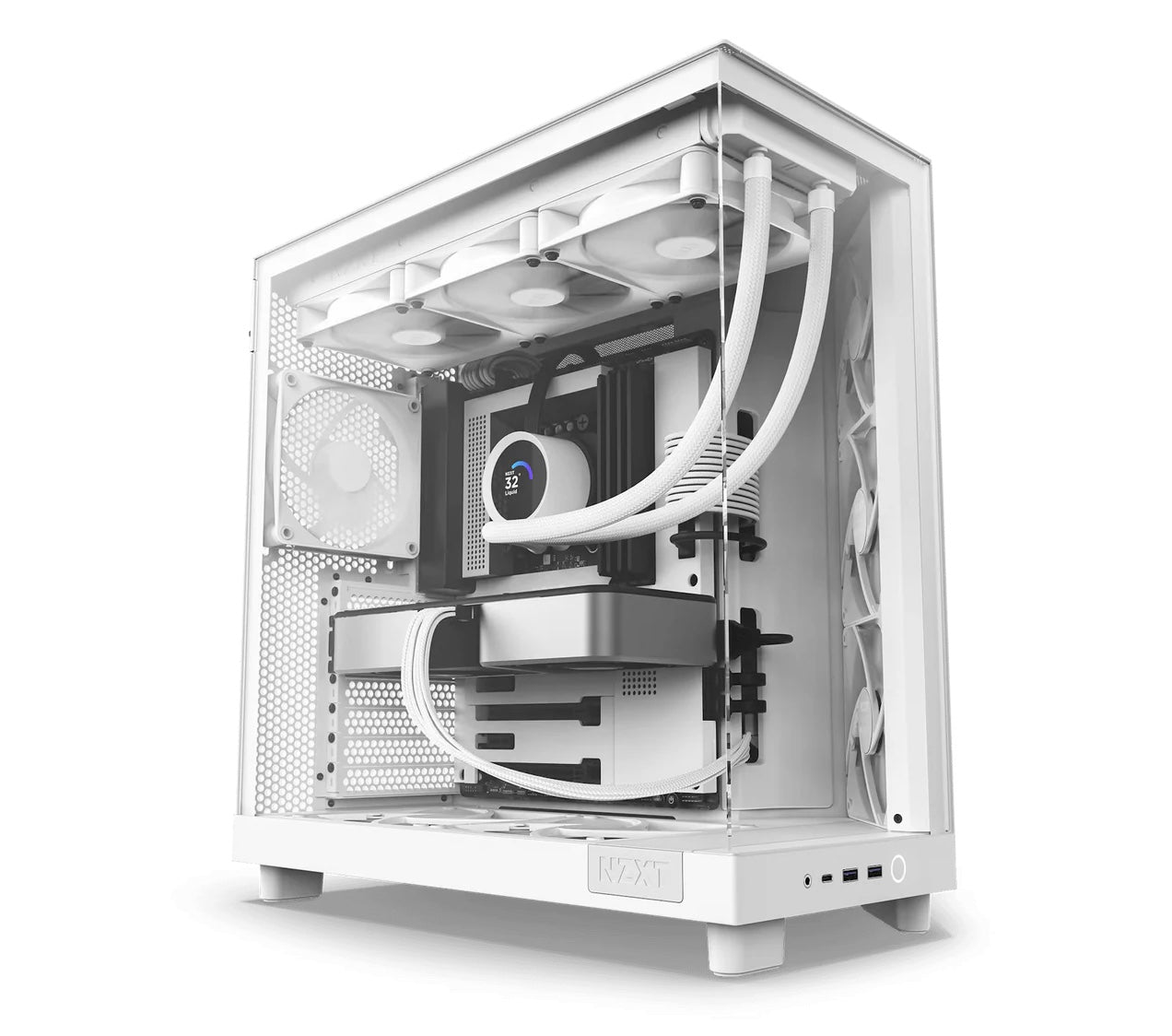 NZXT H6 Flow Compact Dual-Chamber Tempered Glass White PC Case