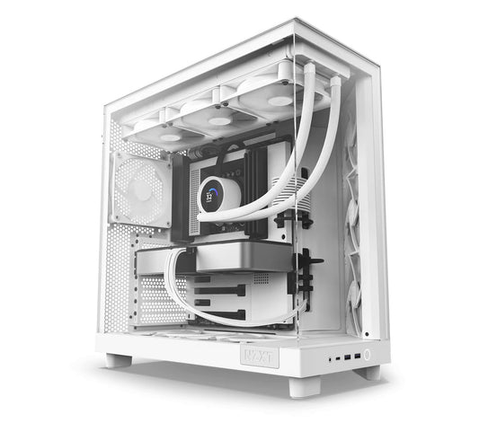 NZXT H6 Flow Compact Dual-Chamber Tempered Glass White PC Case